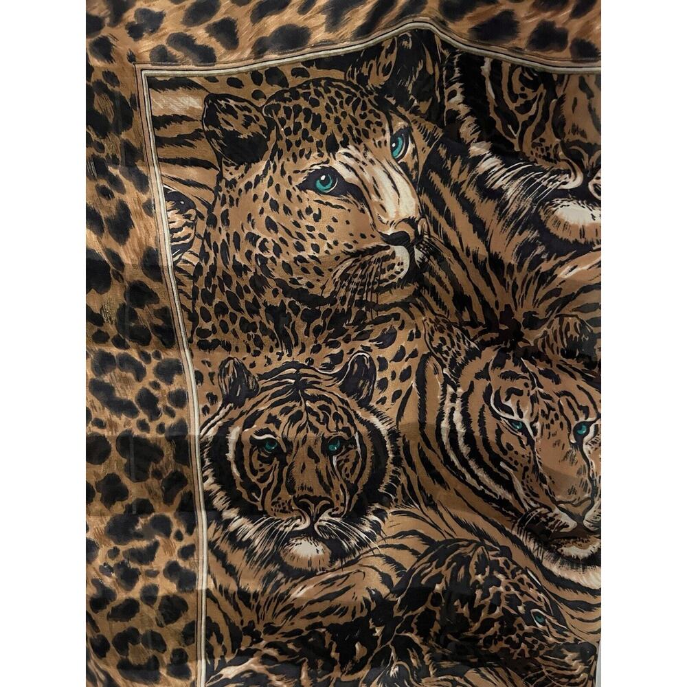 Tiger Animal Print Square Scarf 32x34 - Picture 2 of 3